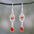 Onyx dangle earrings, 'Festive Red Knot' - Artisan Crafted Sterling Silver and Red Onyx Dangle Earrings thumbail