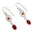 Onyx dangle earrings, 'Festive Red Knot' - Artisan Crafted Sterling Silver and Red Onyx Dangle Earrings (image 2b) thumbail