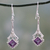 Amethyst dangle earrings, 'Modern Jaipur' - Indian Artisan Amethyst Dangle Earrings in Sterling Silver (image 2) thumbail