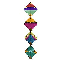Paper and bamboo ornament, 'Kite Festival' (5 inch) - Paper and Bamboo Kite Ornament for Wall from India (5 inch)