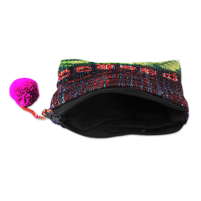 Recycled sari coin purse, 'Orchid Festivity' - Colorful Coin Purse Crafted from Recycled Saris