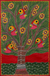 Madhubani painting, 'Tree of Life II' - Signed India Madhubani Folk Art Painting in Green and Red