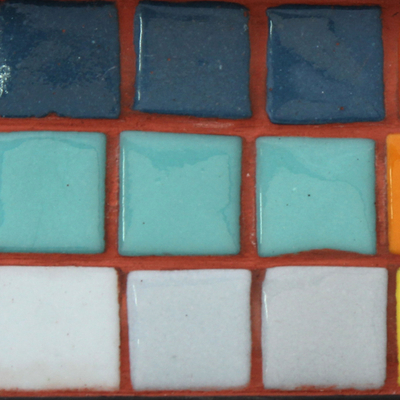 Espejo de pared de mosaico cerámico - Espejo de pared de mosaico de cerámica hecho a mano en colores del arco iris