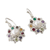 Multi-gemstone dangle earrings, 'Rainbow Halo' - Silver Earrings Handcrafted with Cultured Pearl and Gems (image 2b) thumbail