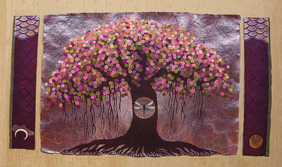 Giclee print on canvas, 'Tree of Life II' by Anjali Sapra - Color Collectible Giclee Print on Canvas from India