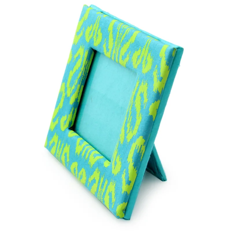 Handcrafted Paper Photo Frame for 2x2 inch Photo - Fresh Ikat | NOVICA