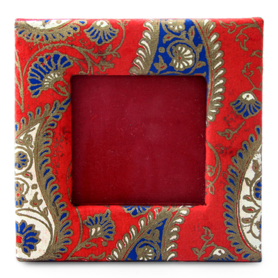 Red and Blue Paisley Print Handmade Photo Frame (2x2 In)