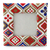 Handmade paper photo frame, 'Illusion' (2x2 in) - Blue Red Gold and White 2x2 In Photo Frame from India thumbail