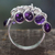 Amethyst cluster ring, 'Festive Style' - India Artisan Crafted Sterling Silver Ring with 10 Amethysts (image 2) thumbail