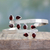 Garnet cuff bracelet, 'Red Forest Fern' - Sterling Silver Cuff Garnet Bracelet Modern Jewelry thumbail