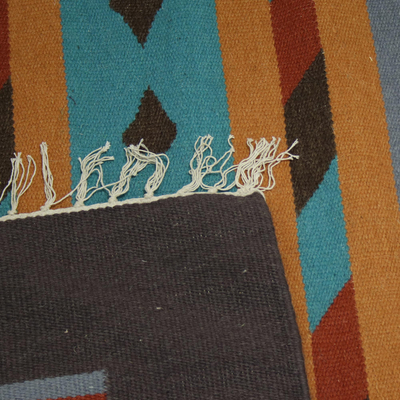 Alfombra de lana dhurrie, (4x6) - Alfombra de lana Dhurrie tejida a mano multicolor de la India (4x6)