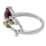 Multigemstone flower ring, 'Rosebud Glory' - Multigemstone Flower Ring Crafted with Sterling Silver