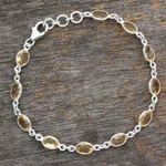 Citrine tennis bracelet, 'Romantic Yellow' - India Handcrafted Sterling Silver Citrine Tennis Bracelet