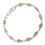 Citrine tennis bracelet, 'Romantic Yellow' - India Handcrafted Sterling Silver Citrine Tennis Bracelet