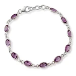 Amethyst tennis bracelet, 'Romantic Violet' - Handcrafted Indian Amethyst Sterling Silver Tennis Bracelet