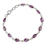Amethyst tennis bracelet, 'Romantic Violet' - Handcrafted Indian Amethyst Sterling Silver Tennis Bracelet
