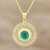 Gold vermeil onyx pendant necklace, 'Whirlwind' - 22k Gold Vermeil Pendant Necklace with Green Onyx (image 2b) thumbail