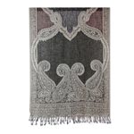 Jamawar wool shawl, 'Ivy and Paisley' - Brown and Olive Green Indian Jamawar Style Wool Shawl