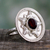 Garnet cocktail ring, 'Crimson Sea Star' - Artisan Crafted Sterling Silver Statement Ring with Garnet