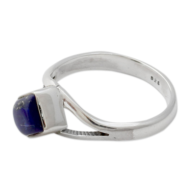 Lapis lazuli single stone ring, 'Regal Blue' - Artisan Crafted India Unisex Silver Ring with Lapis Lazuli