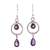 Amethyst dangle earrings, 'Modern Lilac' - Indian Contemporary Amethyst and Sterling Silver Earrings thumbail