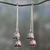 Garnet dangle earrings, 'Wedding Bells' - Indian Sterling Silver Detachable Garnet Jhumki Earrings (image 2) thumbail