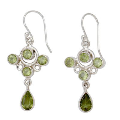 Peridot dangle earrings, 'Tart and Sweet' - Sterling Silver 925 and Peridot Dangle Style Earrings