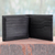 Men's leather wallet, 'Bengal Black' - Men's Black Leather Wallet with Traditional Styling (image 2b) thumbail