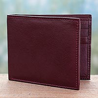 Men's leather wallet, 'Bengal Cordovan' - Artisan Crafted Men's Leather Wallet in Cordovan