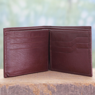 Men's leather wallet, 'Bengal Cordovan' - Artisan Crafted Men's Leather Wallet in Cordovan