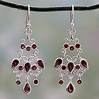 Featured review for Garnet chandelier earrings, Dancing Chandelier