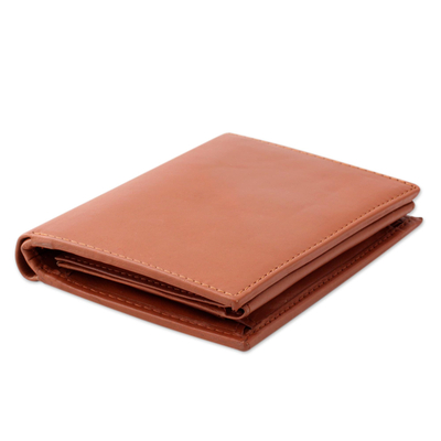 Men's leather wallet, 'Elegant Tan' - Tan Leather Wallet for Men Handcrafted in India