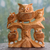 Wood jali sculpture, 'Midnight Family' - Hand Carved Wood Jali Sculpture of Owl Family (image 2) thumbail