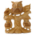 Wood jali sculpture, 'Midnight Family' - Hand Carved Wood Jali Sculpture of Owl Family thumbail