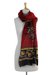 Cotton and silk blend scarf, 'Passionate Blossom' - Cotton and Silk Blend Floral Scarf in Red Brown and Yellow thumbail