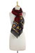 Cotton and silk blend scarf, 'Passionate Blossom' - Cotton and Silk Blend Floral Scarf in Red Brown and Yellow (image 2c) thumbail