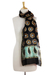 Cotton and silk blend scarf, 'Midnight Stars' - Artisan Crafted Batik Scarf in Cotton and Silk Blend thumbail