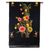 Bestickter Wollschal - Gewebter Schal aus schwarzer Wolle mit mehrfarbiger Blumenstickerei