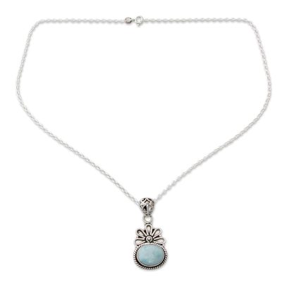 Pendant Necklace with Larimar and Sterling Silver 925