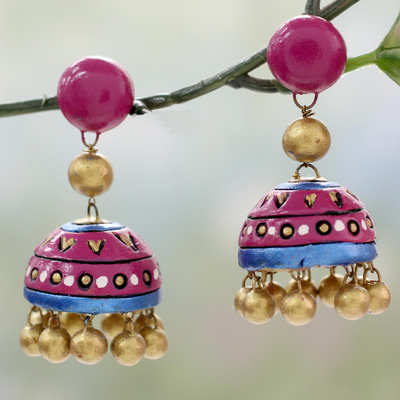Ceramic dangle earrings, Pink Harmony