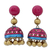 Ceramic dangle earrings, 'Pink Harmony' - Handcrafted Ceramic Dangle Earrings in Pink and Gold (image 2a) thumbail