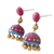 Ceramic dangle earrings, 'Pink Harmony' - Handcrafted Ceramic Dangle Earrings in Pink and Gold (image 2b) thumbail