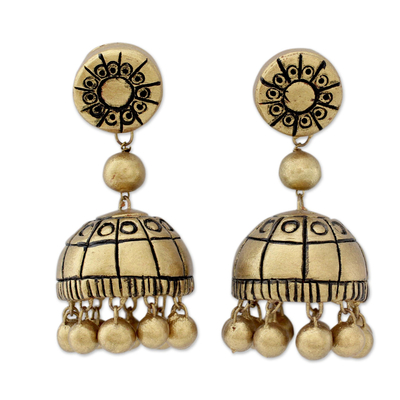 Ohrhänger aus Keramik - Handgefertigte Chakra-Ohrringe aus Keramik in Goldfarbe