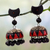 Ceramic dangle earrings, 'Divine Galaxy' - Black and Red Handmade Terracotta Ceramic Earrings thumbail
