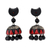 Ceramic dangle earrings, 'Divine Galaxy' - Black and Red Handmade Terracotta Ceramic Earrings (image 2a) thumbail