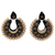 Ceramic dangle earrings, 'Golden Gala' - Fair Trade Hand Painted Black and Gold Ceramic Earrings (image 2a) thumbail