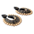 Ceramic dangle earrings, 'Golden Gala' - Fair Trade Hand Painted Black and Gold Ceramic Earrings (image 2b) thumbail