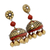 Ceramic dangle earrings, 'Golden Grandeur' - Unique Ceramic Dangle Earrings in Gold and Red