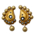 Ceramic dangle earrings, 'Golden Paisley Glamour' - Hand Painted Golden Ceramic Earrings in Paisley Shape