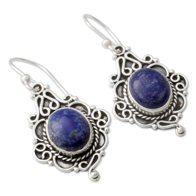 Pendientes colgantes de lapislázuli - Aretes adornados de plata esterlina y lapislázuli